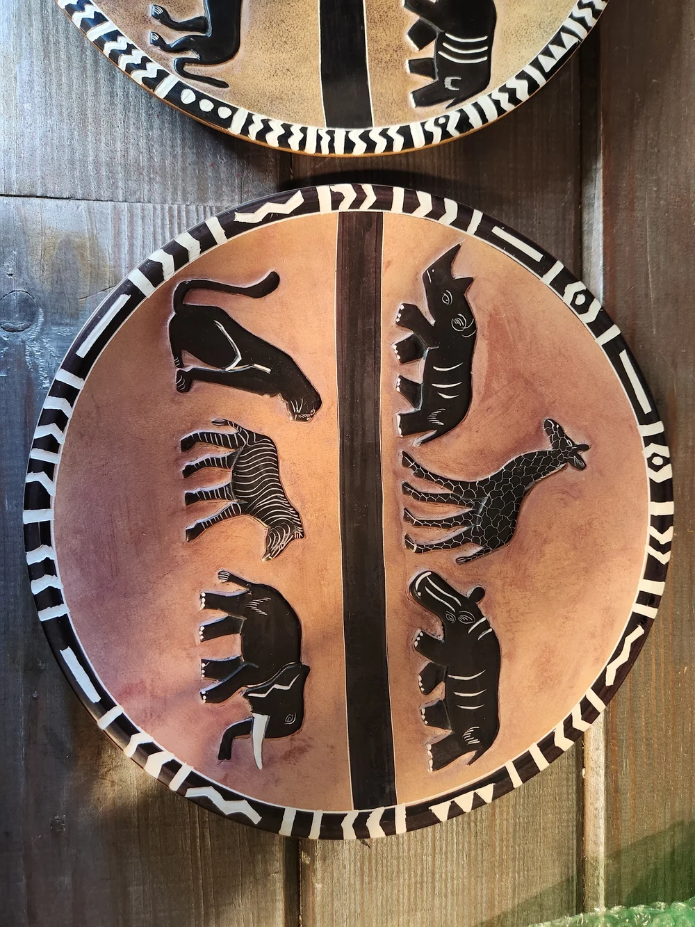 Handcrafted African Safari Animal Wall Plaques in Brown Black Redish